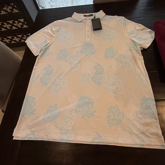 G/Fore Men's XL Stone Stamped Floral Tech Jersey Polo MSRP $120 - Picture 5 of 7